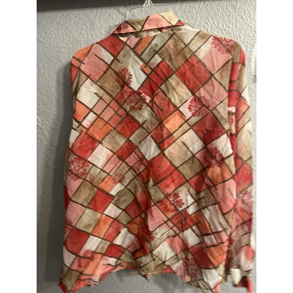 Alfred Dunner Button Up Top Womans Size 16‎  Long Sleeve Reddish Plaid - Picture 5 of 6